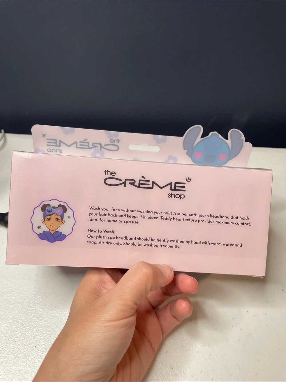 the Crème Shop Pink Plush Stitch Teddy Headband